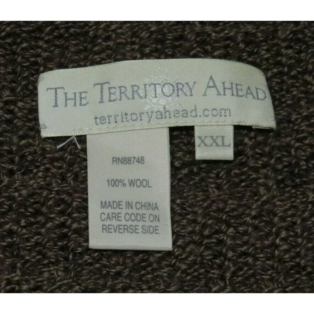 Mens‎ The Territory Ahead Brown 1/2 Zip Sweater Pullover Wool Size 2XL XXL